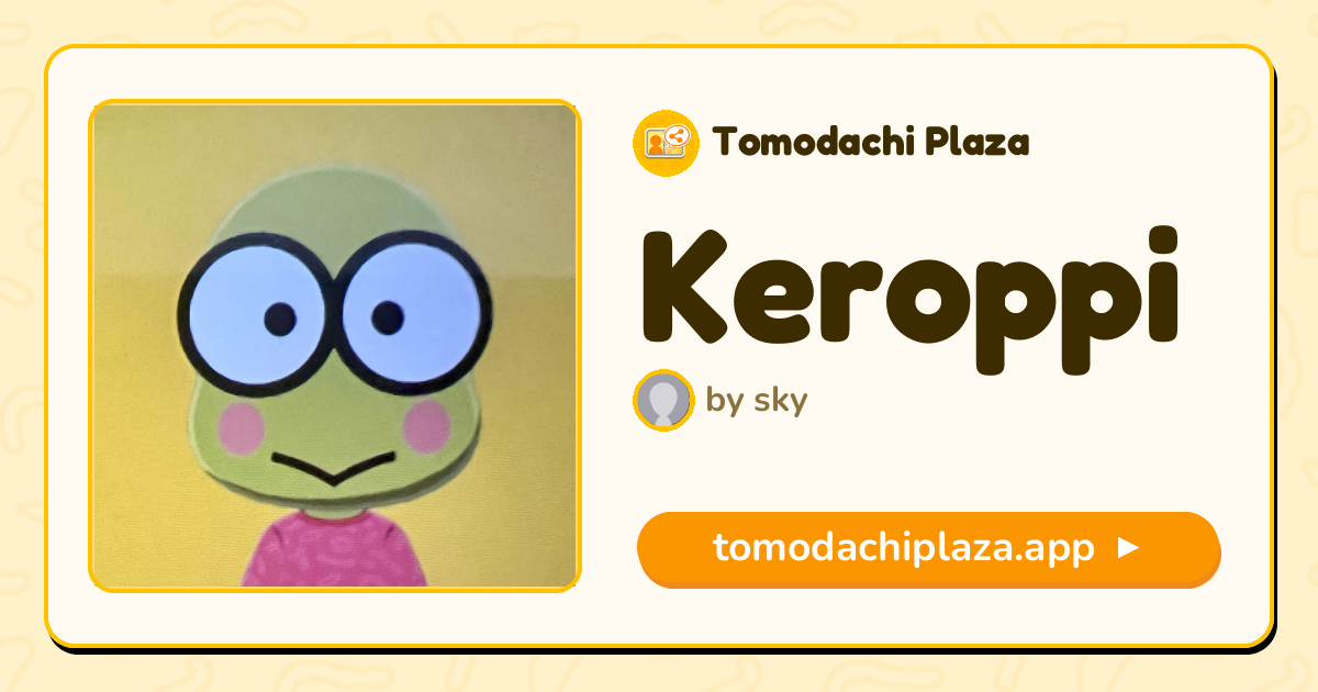 Keroppi Mii Design - Full Guide | Tomodachi Plaza