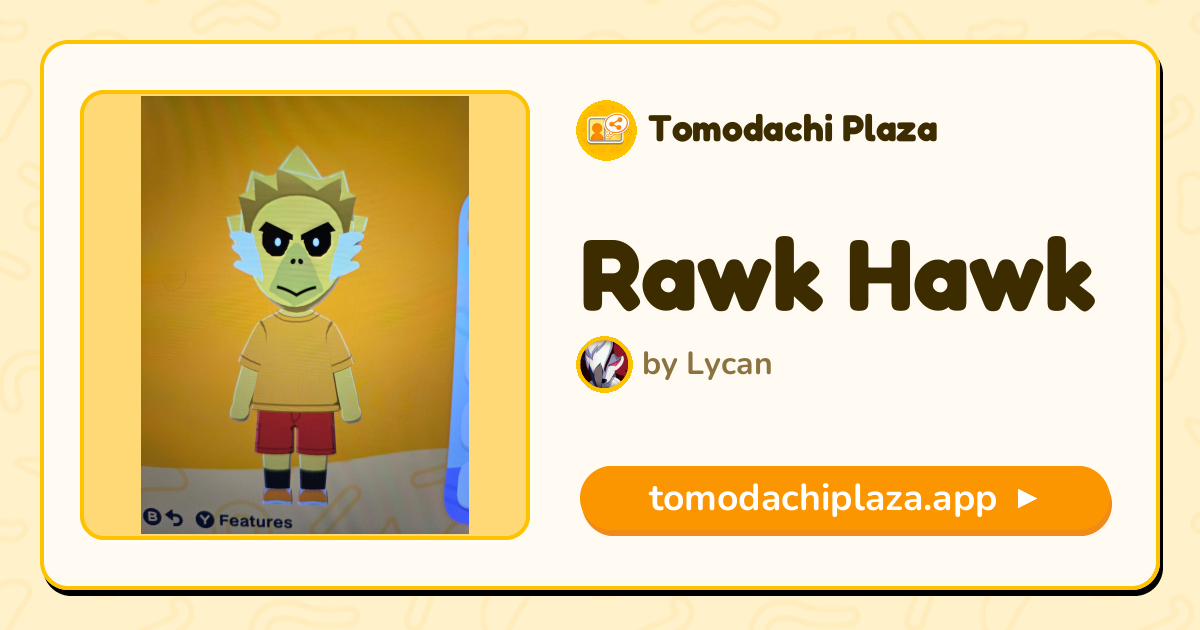 Rawk Hawk Mii Design - Full Guide | Tomodachi Plaza