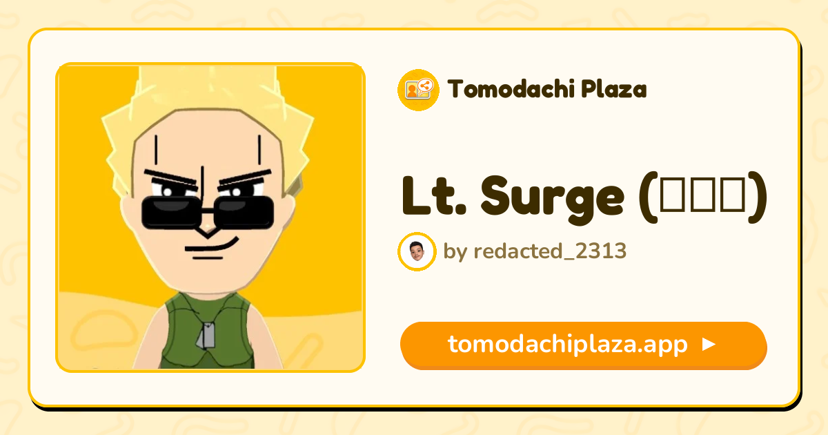 Lt. Surge (マチス) Mii Design - Full Guide | Tomodachi Plaza