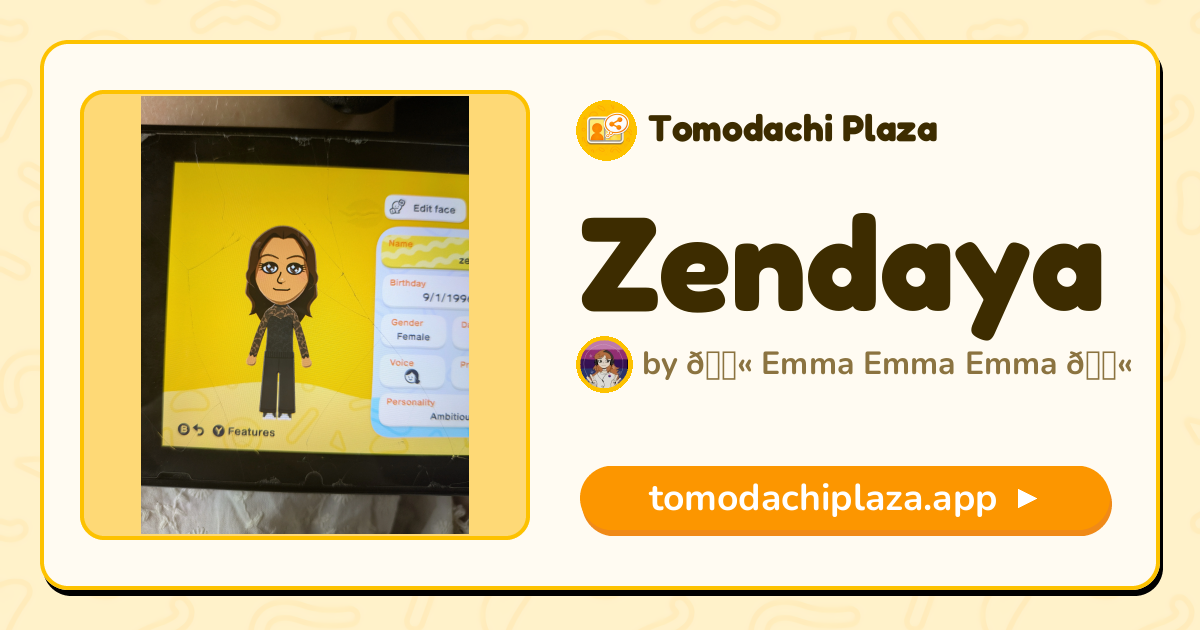 Zendaya Mii Design - Full Guide | Tomodachi Plaza