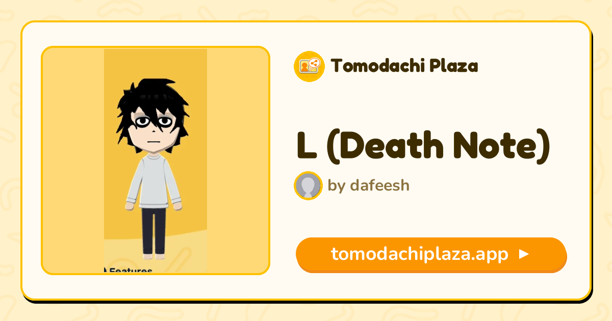 L (Death Note) Mii Design - Full Guide | Tomodachi Plaza